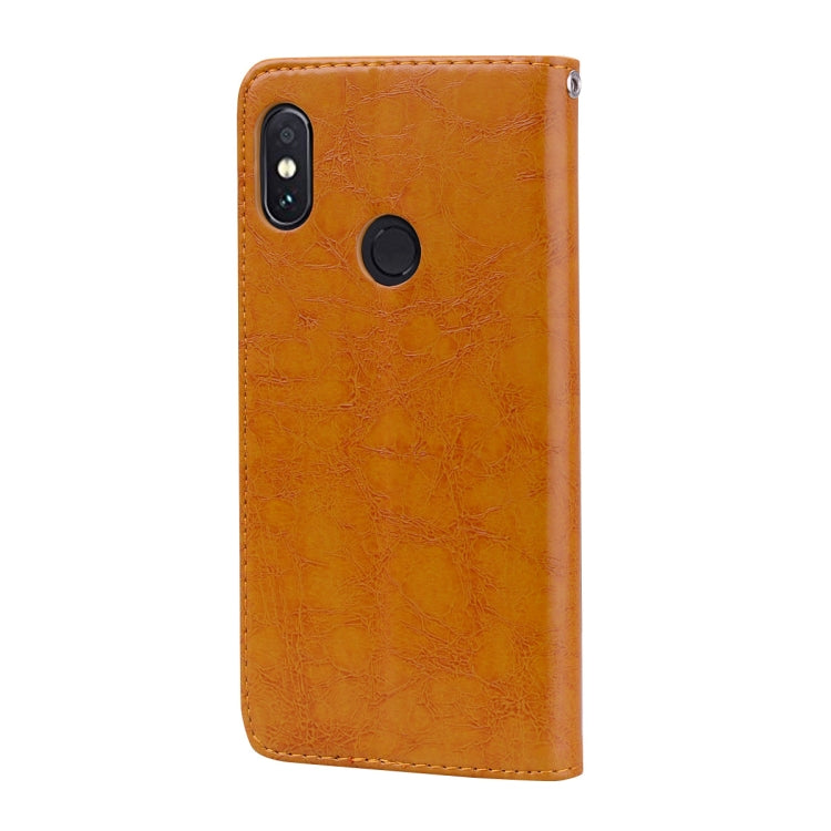 Business Style Oil Wax Texture Horizontal Flip Leather Case for Xiaomi Redmi Note 5 Pro, with Holder & Card Slots & Wallet