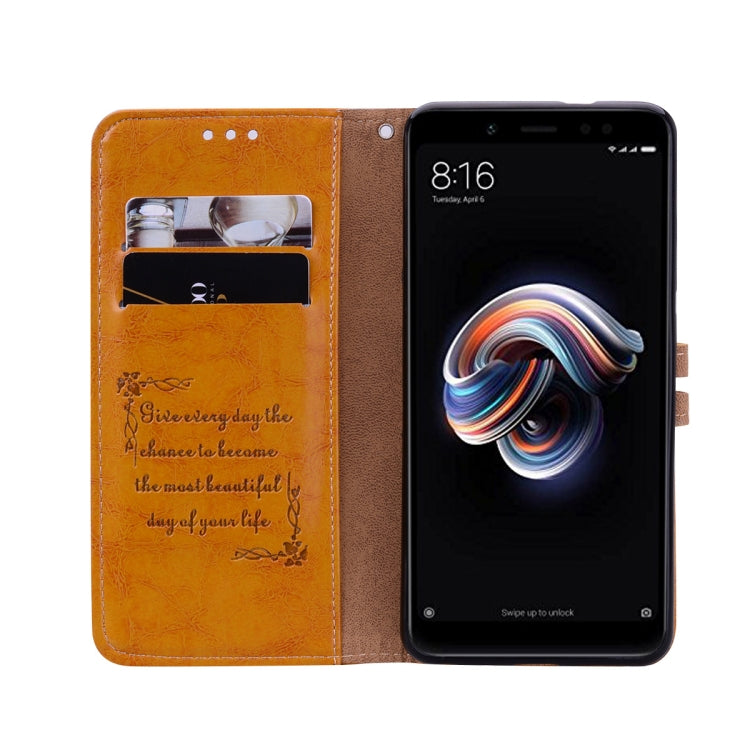 Business Style Oil Wax Texture Horizontal Flip Leather Case for Xiaomi Redmi Note 5 Pro, with Holder & Card Slots & Wallet