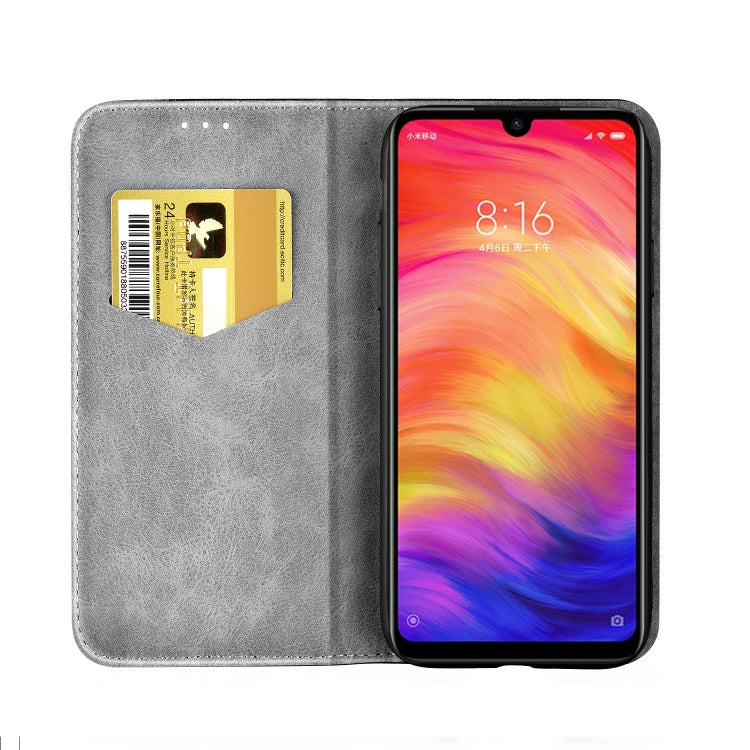 Business Solid Color Stitching Horizontal Flip Leather Case for Xiaomi Redmi Note 7 Pro, with Holder & Card Slots & Wallet & Lanyard