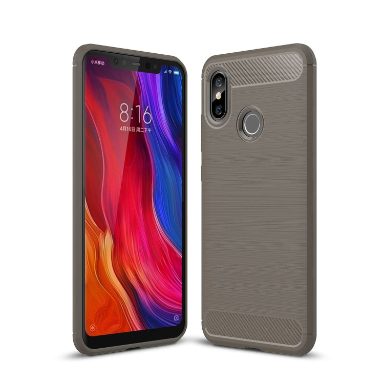 Brushed Texture Carbon Fiber Shockproof TPU Case for Xiaomi Mi 8