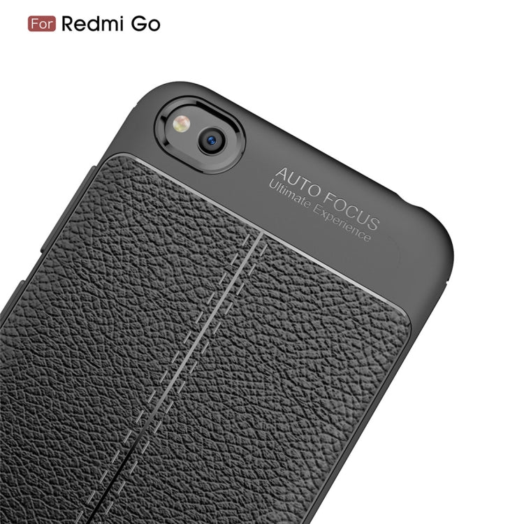 Litchi Texture TPU Shockproof Case for RedMi Go(Navy Blue)