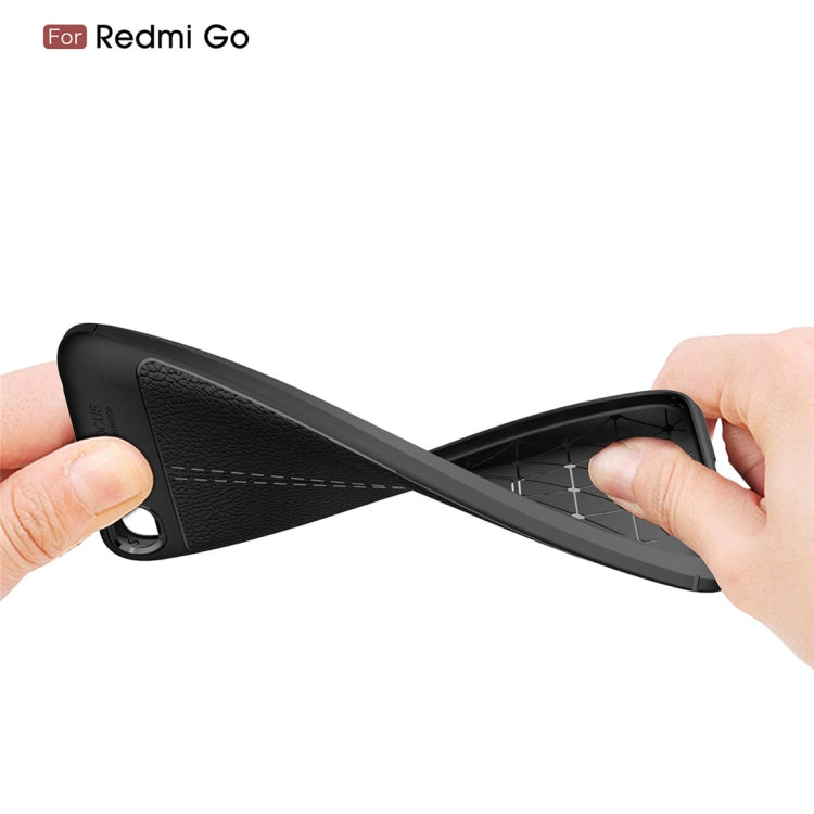 Litchi Texture TPU Shockproof Case for RedMi Go(Navy Blue)