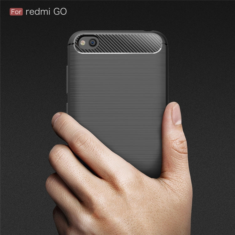 Brushed Texture Carbon Fiber Shockproof TPU Case for Xiaomi RedMi Go
