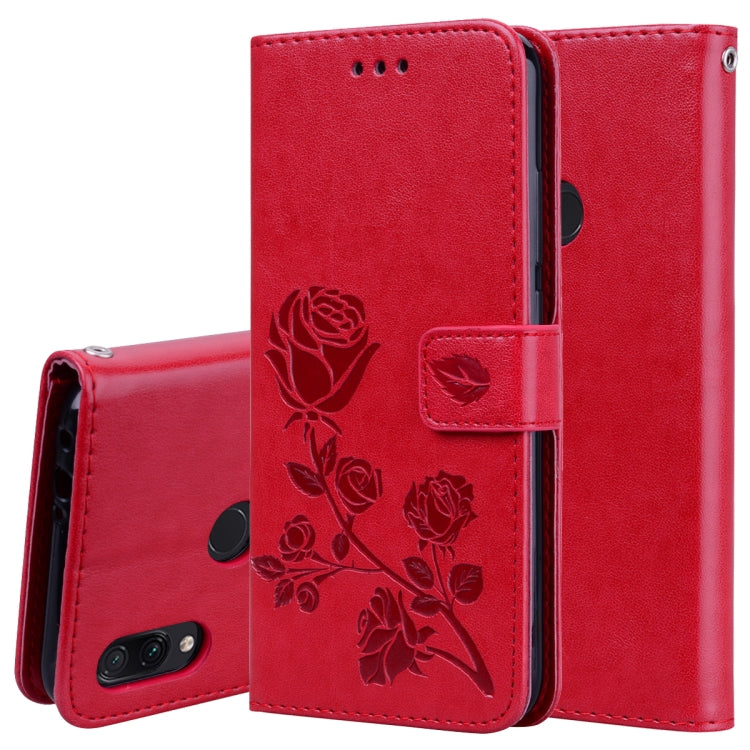 Rose Embossed Horizontal Flip PU Leather Case for Xiaomi Redmi Note 7, with Holder & Card Slots & Wallet