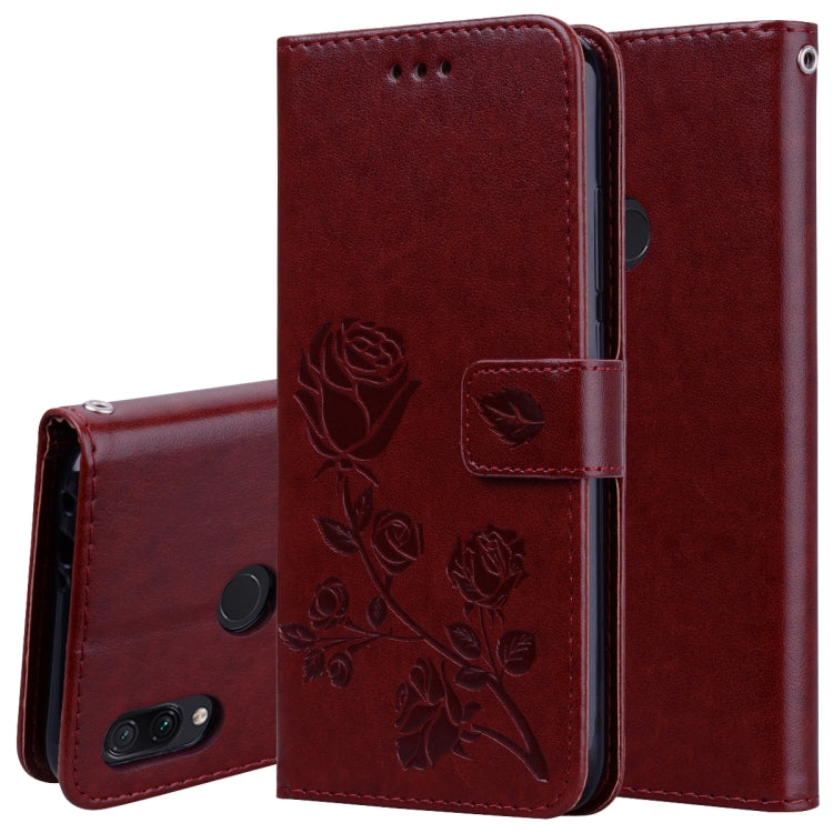 Rose Embossed Horizontal Flip PU Leather Case for Xiaomi Redmi Note 7, with Holder & Card Slots & Wallet