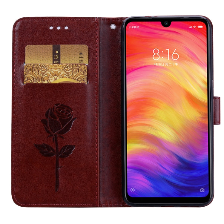 Rose Embossed Horizontal Flip PU Leather Case for Xiaomi Redmi Note 7, with Holder & Card Slots & Wallet