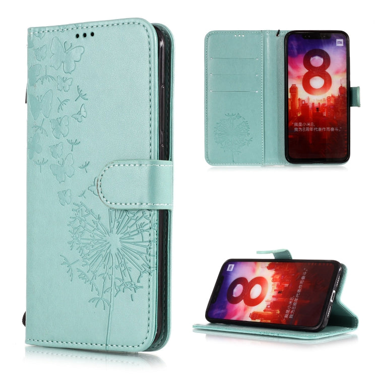 Vintage Embossed Floral Dandelion Pattern Horizontal Flip Leather Case for Xiaomi Mi 8, with Card Slot & Holder & Wallet & Lanyard