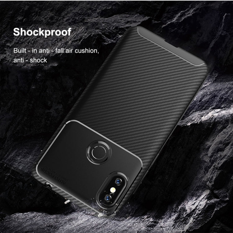 Beetle Shape Carbon Fiber Texture Shockproof TPU Case for Xiaomi Redmi Note 6(Blue)