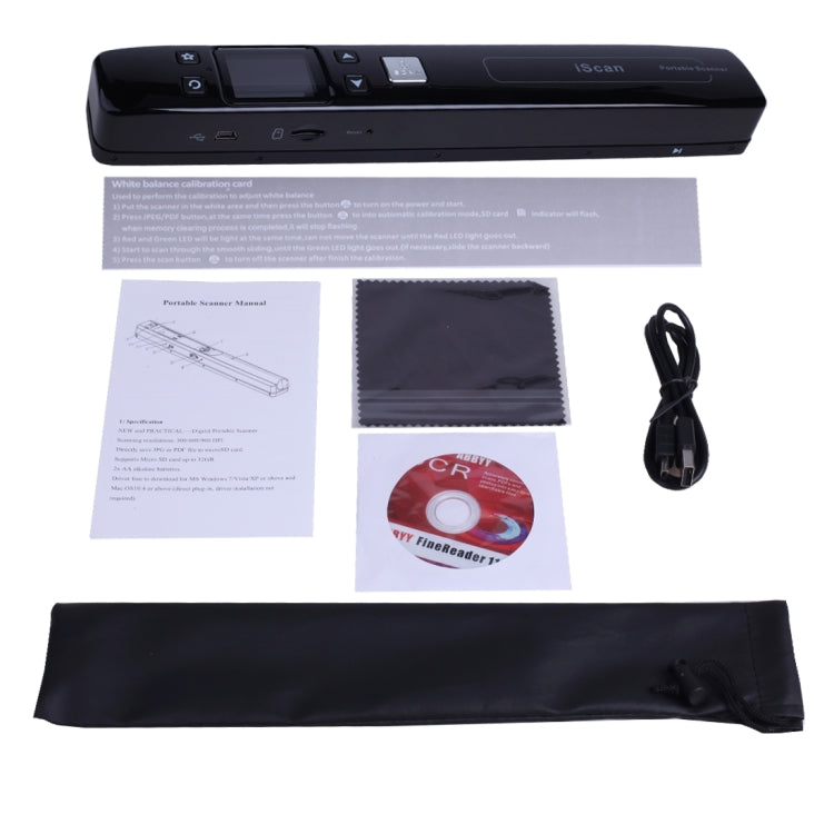 iScan02 Double Roller Mobile Document Portable Handheld Scanner with LED Display,  Support 1050DPI  / 600DPI  / 300DPI  / PDF / JPG / TF
