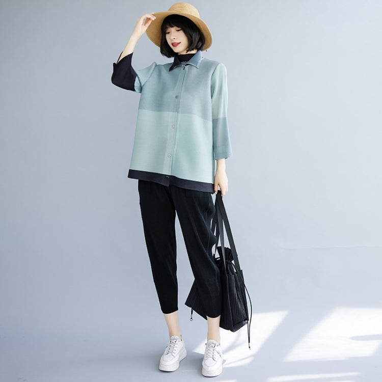 Spring And Autumn Color Matching Lapel Cardigan Jacket Three-quarter Sleeves Short Jacket For Ladies
