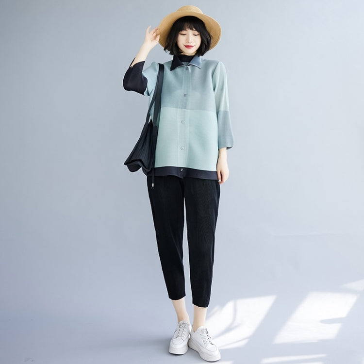 Spring And Autumn Color Matching Lapel Cardigan Jacket Three-quarter Sleeves Short Jacket For Ladies