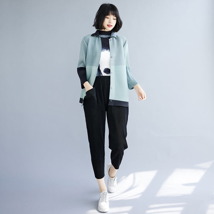Spring And Autumn Color Matching Lapel Cardigan Jacket Three-quarter Sleeves Short Jacket For Ladies