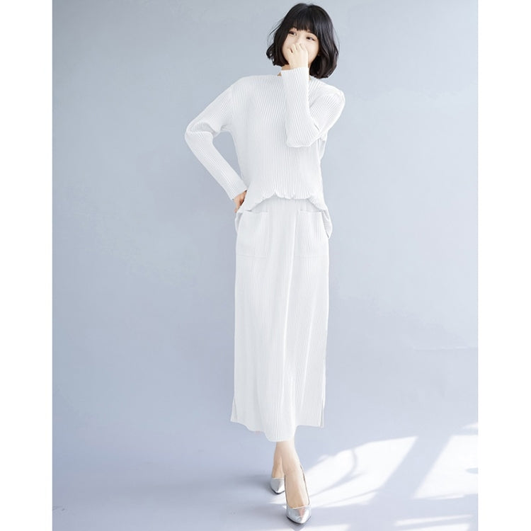 Fall Solid Color Slim Stretch Knitted Skirt + Top Suit For Ladies