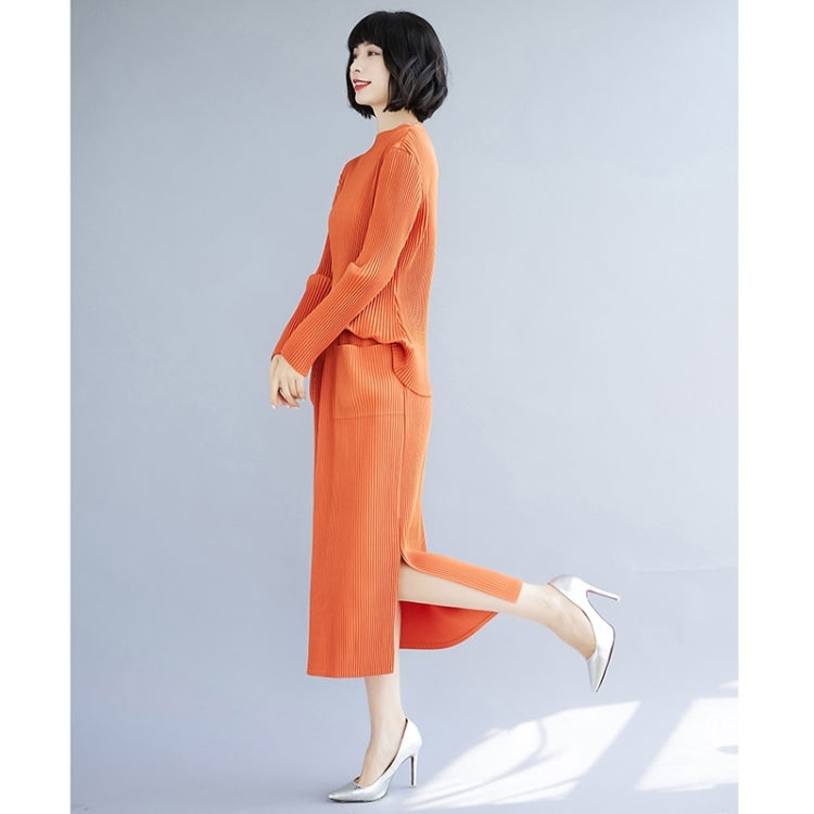 Fall Solid Color Slim Stretch Knitted Skirt + Top Suit For Ladies