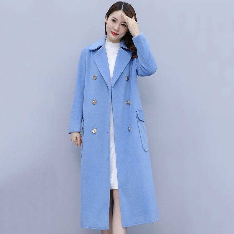 Autumn And Winter Solid Color Mid-length Over-the-knee Woolen Coat For Ladies