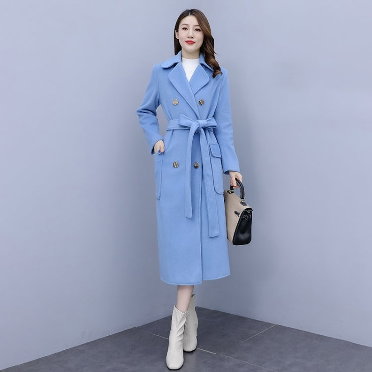 Autumn And Winter Solid Color Mid-length Over-the-knee Woolen Coat For Ladies