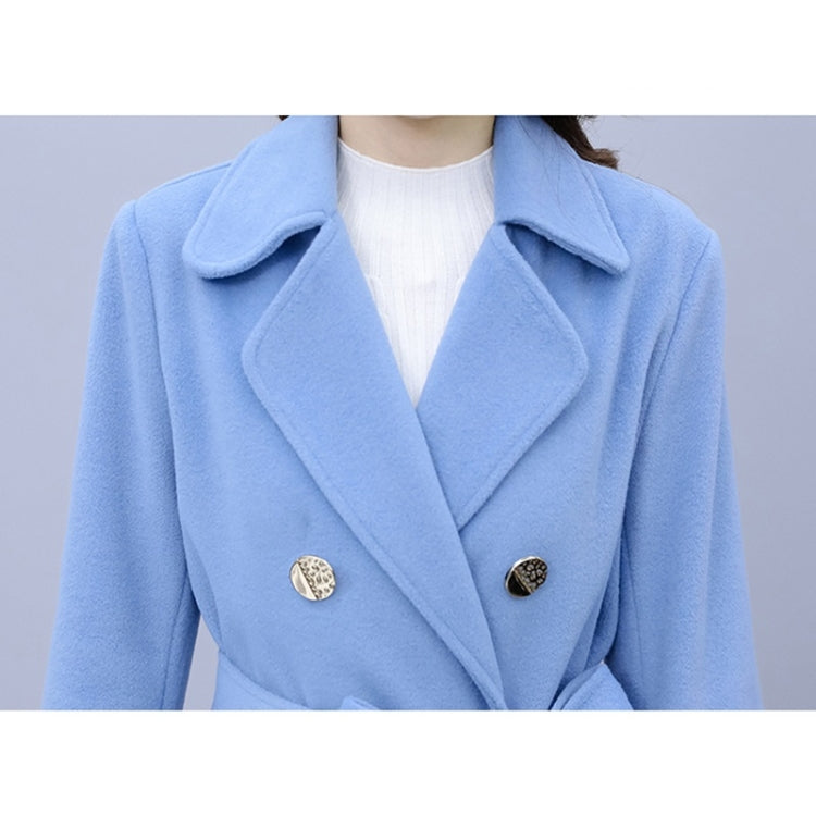 Autumn And Winter Solid Color Mid-length Over-the-knee Woolen Coat For Ladies
