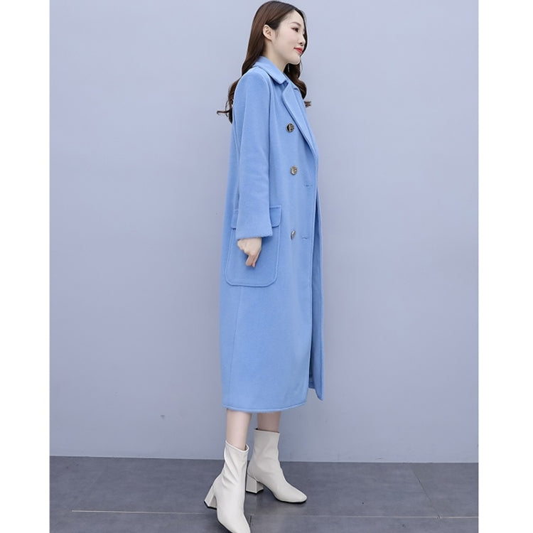 Autumn And Winter Solid Color Mid-length Over-the-knee Woolen Coat For Ladies