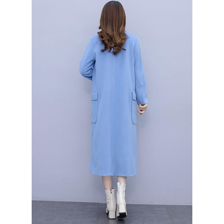 Autumn And Winter Solid Color Mid-length Over-the-knee Woolen Coat For Ladies