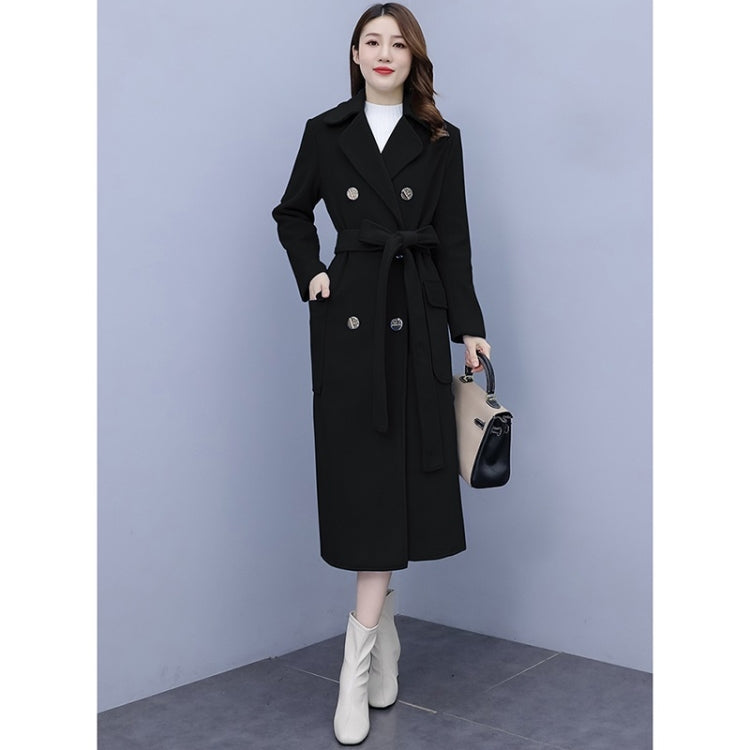 Autumn And Winter Solid Color Mid-length Over-the-knee Woolen Coat For Ladies