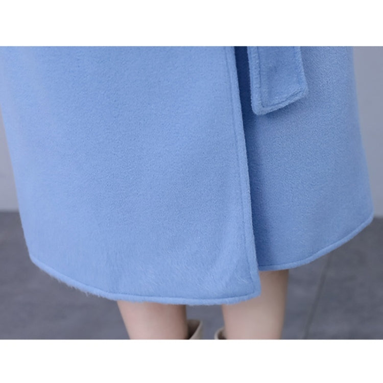 Autumn And Winter Solid Color Mid-length Over-the-knee Woolen Coat For Ladies