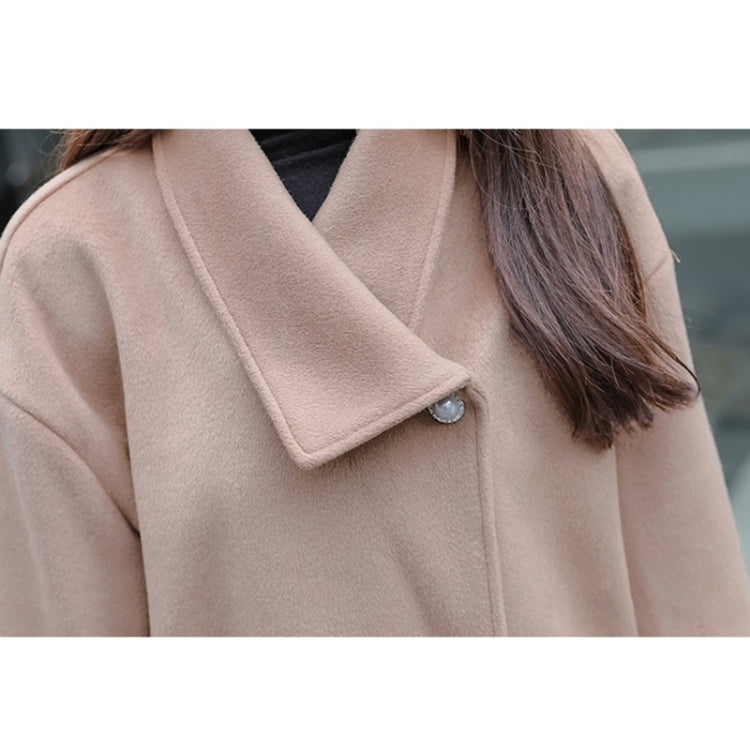 Solid Color French Retro Style Loose Slimming Mid-length Woolen Coat For Ladies