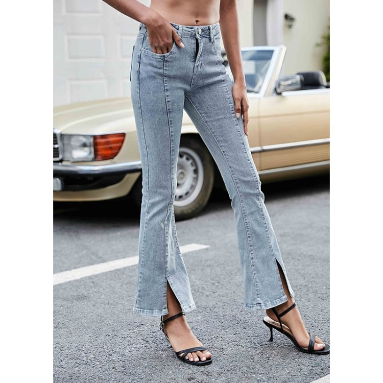 High-elastic Micro-elastic Split Flared Jeans