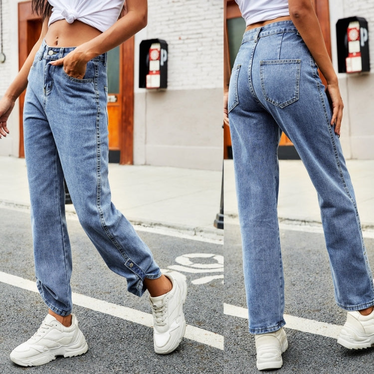 Women Denim Button Adjustable Length Jeans