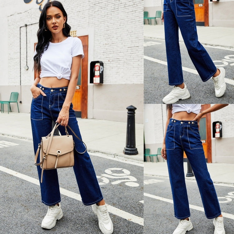 Women Adjustable Belt Large Pocket Jeans