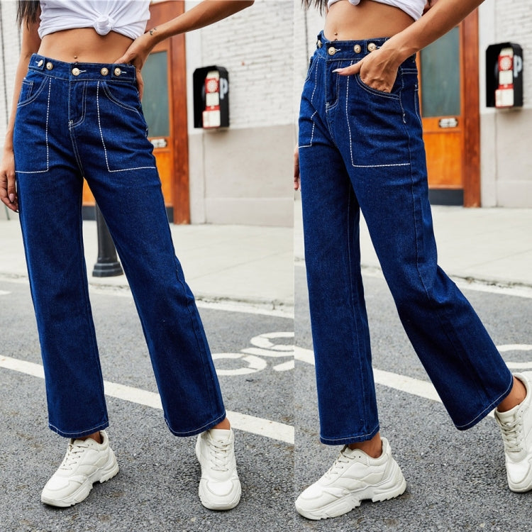 Women Adjustable Belt Large Pocket Jeans