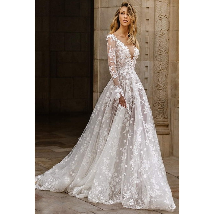 Women Sexy Lace Long Sleeve Evening Dress