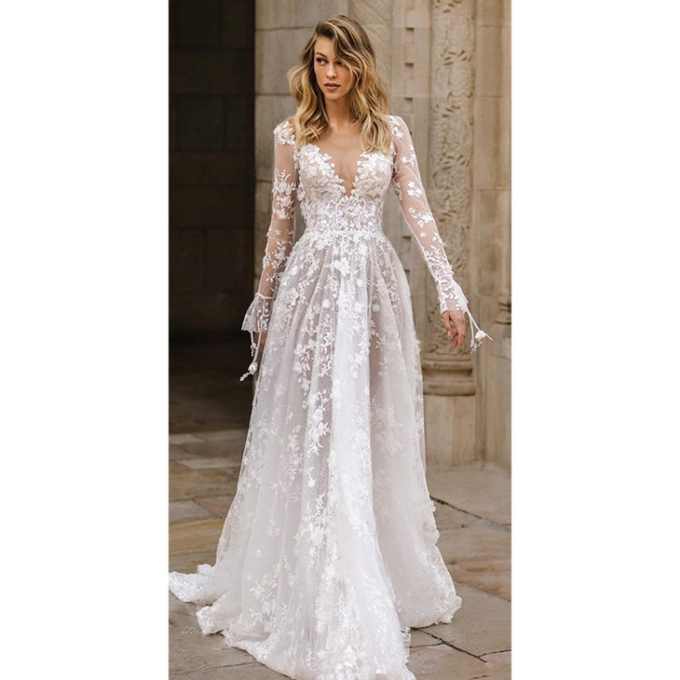 Women Sexy Lace Long Sleeve Evening Dress
