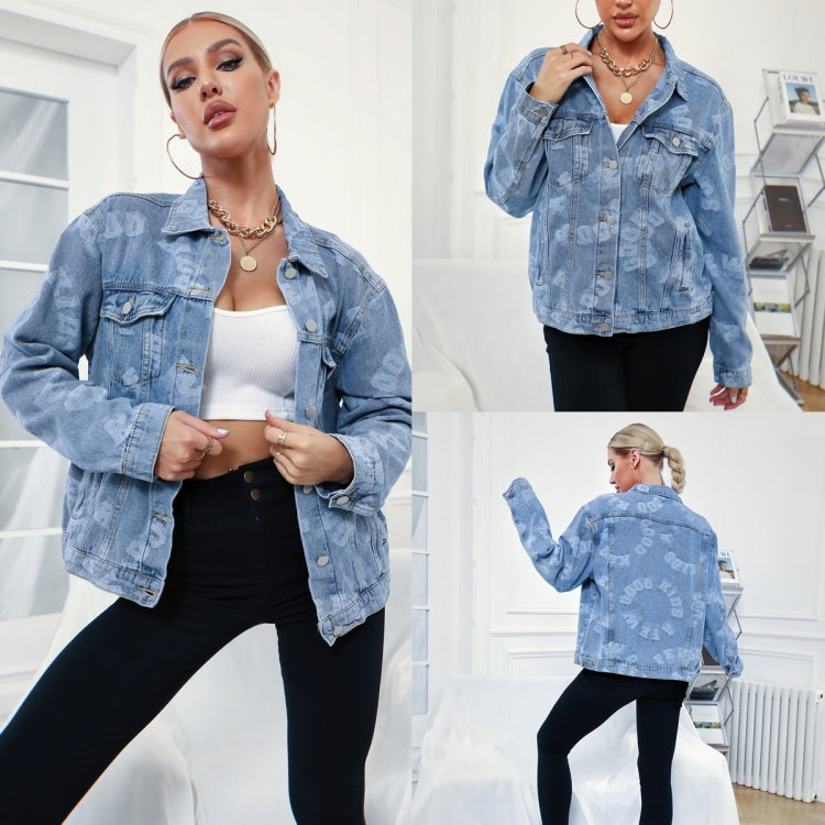 Women Printed English Denim Jacket