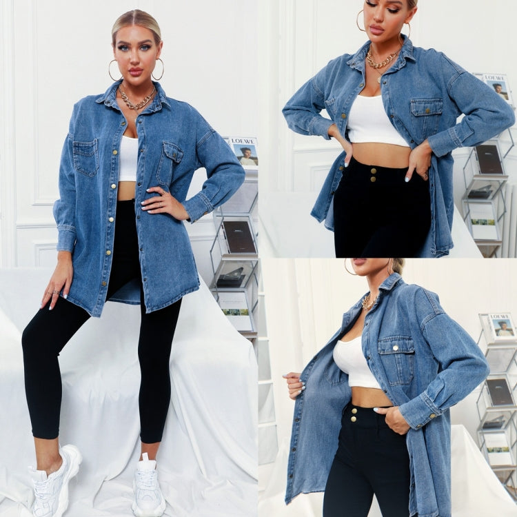 Women Retro Ins Wind Belt Shirt Denim Jacket