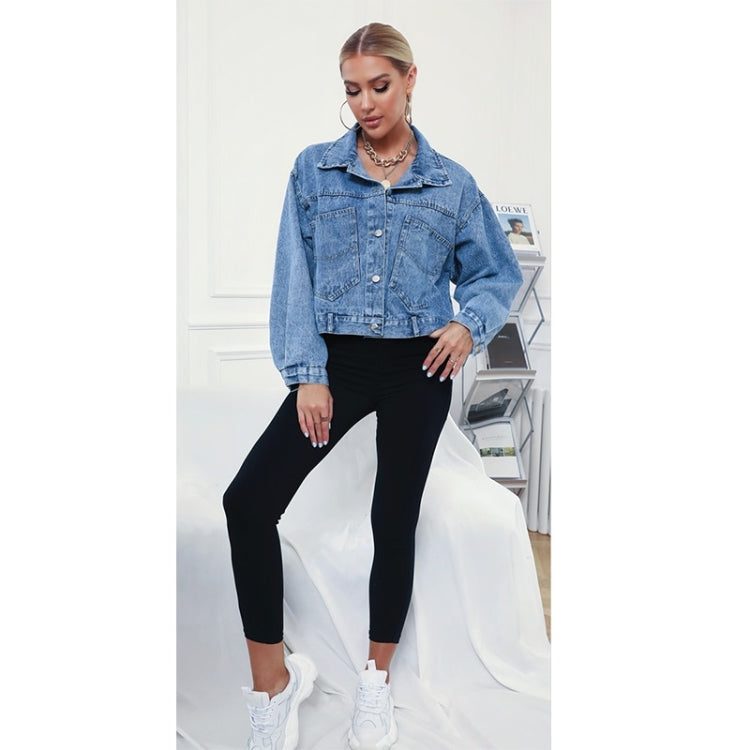 Women Big Pockets Short Denim Jacket