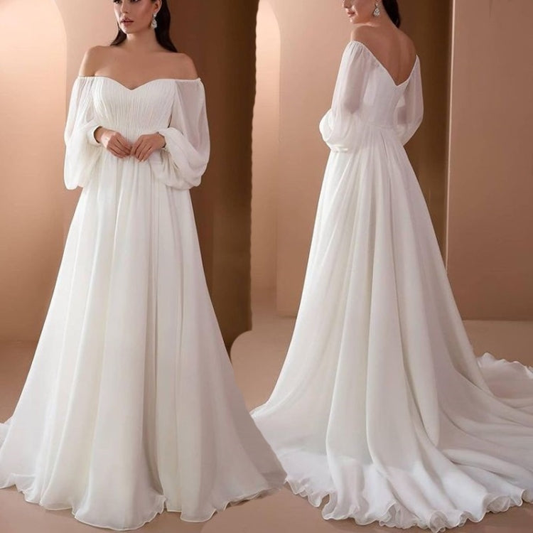 Women One Word Neck Dress Slim-fit Solid Color Dress