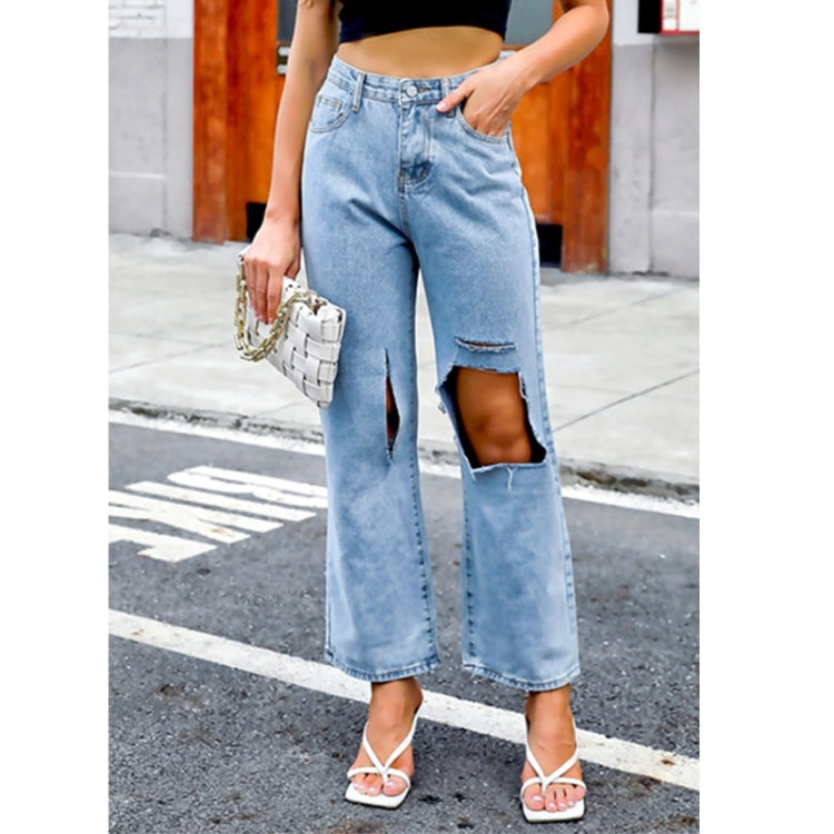 Women High-rise Cut-out Ripped Jeans