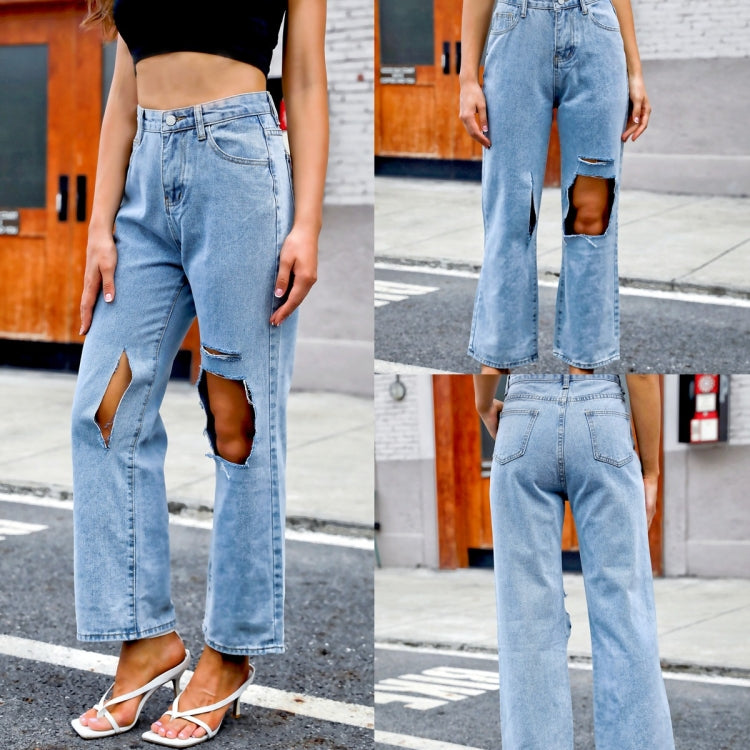 Women High-rise Cut-out Ripped Jeans