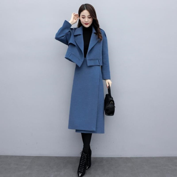 Winter Dual-wear Solid Color Lapel Splittable Mid-length Woolen Coat for Ladies