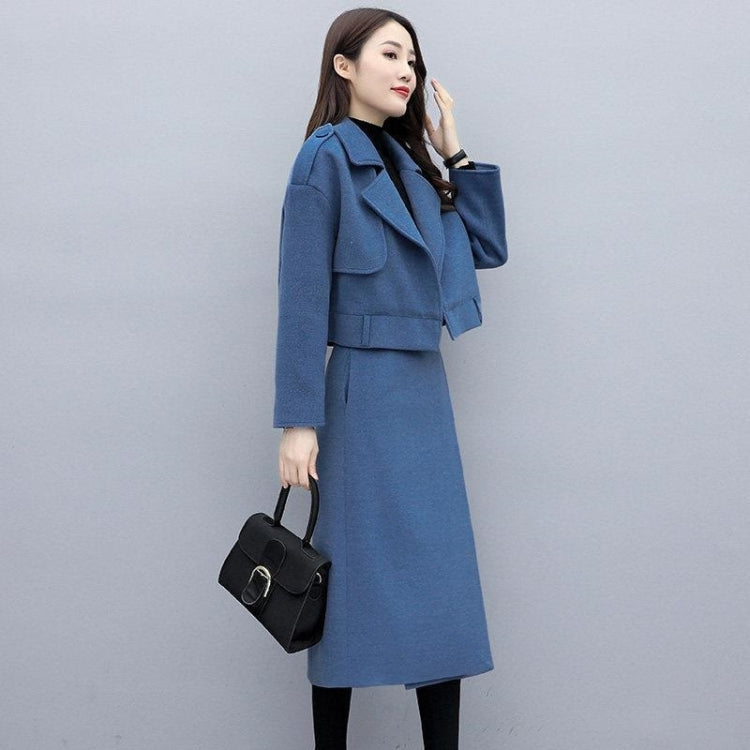 Winter Dual-wear Solid Color Lapel Splittable Mid-length Woolen Coat for Ladies