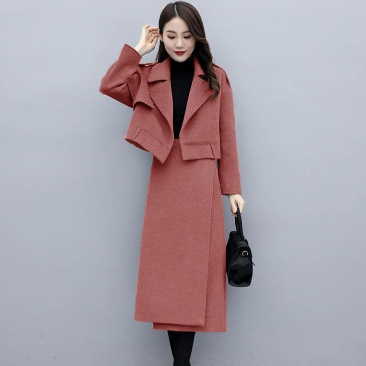 Winter Dual-wear Solid Color Lapel Splittable Mid-length Woolen Coat for Ladies