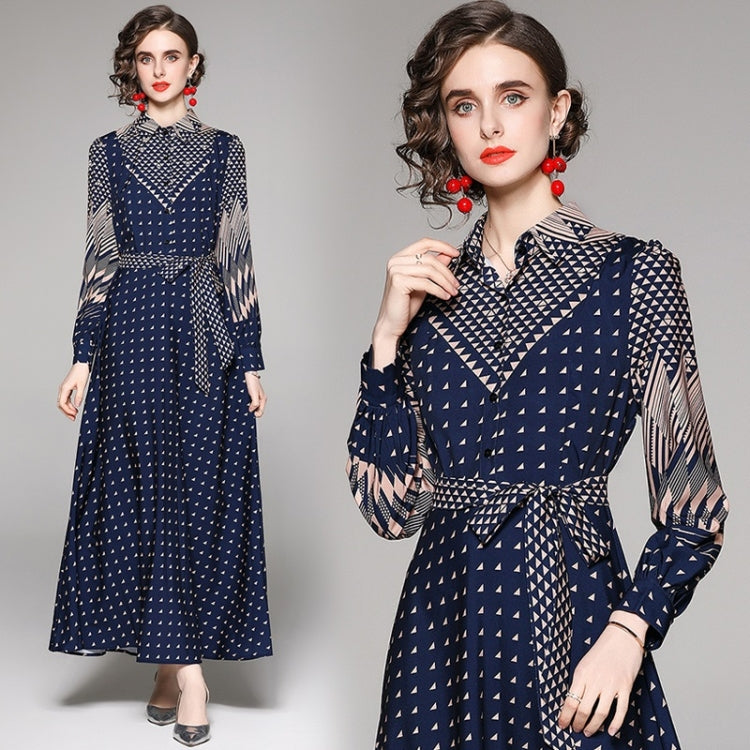 Fashion All-match Waist Slimming Printed Dress