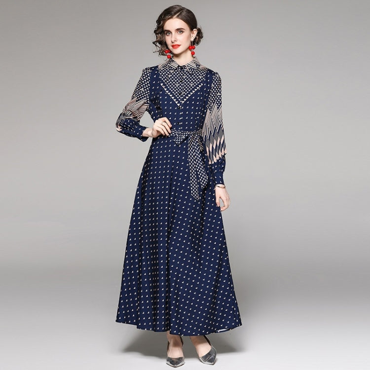 Fashion All-match Waist Slimming Printed Dress