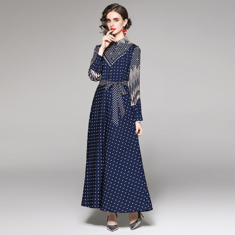 Fashion All-match Waist Slimming Printed Dress