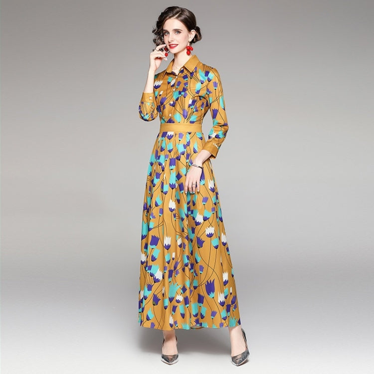 Ladies Stand Collar Printed Dress