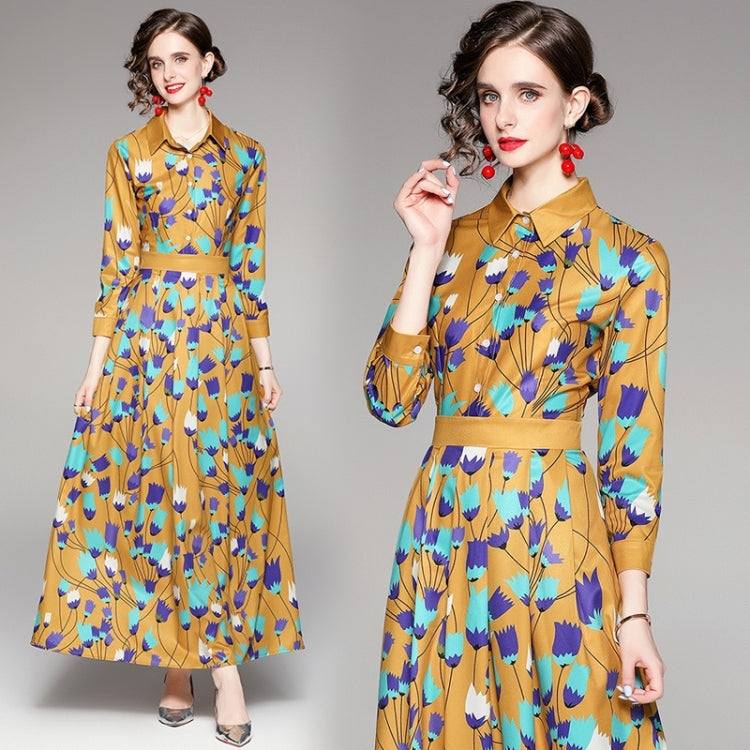 Ladies Stand Collar Printed Dress