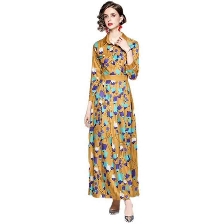 Ladies Stand Collar Printed Dress