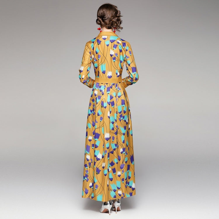 Ladies Stand Collar Printed Dress