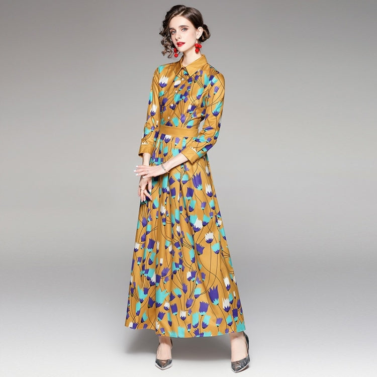 Ladies Stand Collar Printed Dress