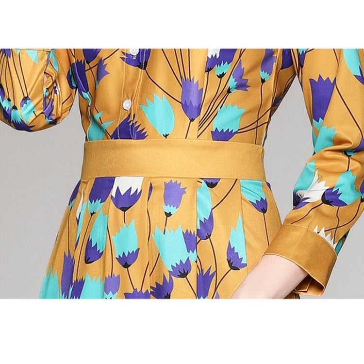 Ladies Stand Collar Printed Dress